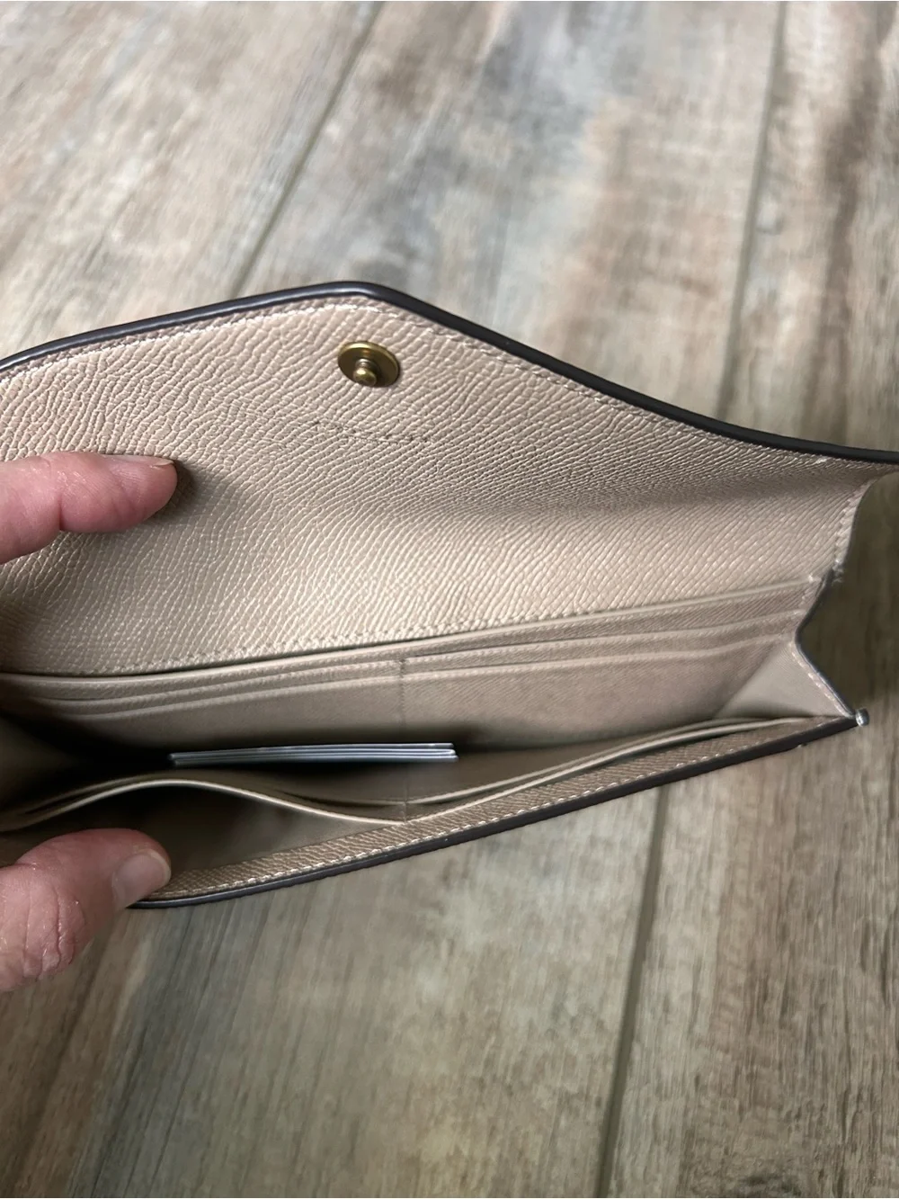 Coach Wyn Soft Wallet in Metallic Gold Crossgrain Leather